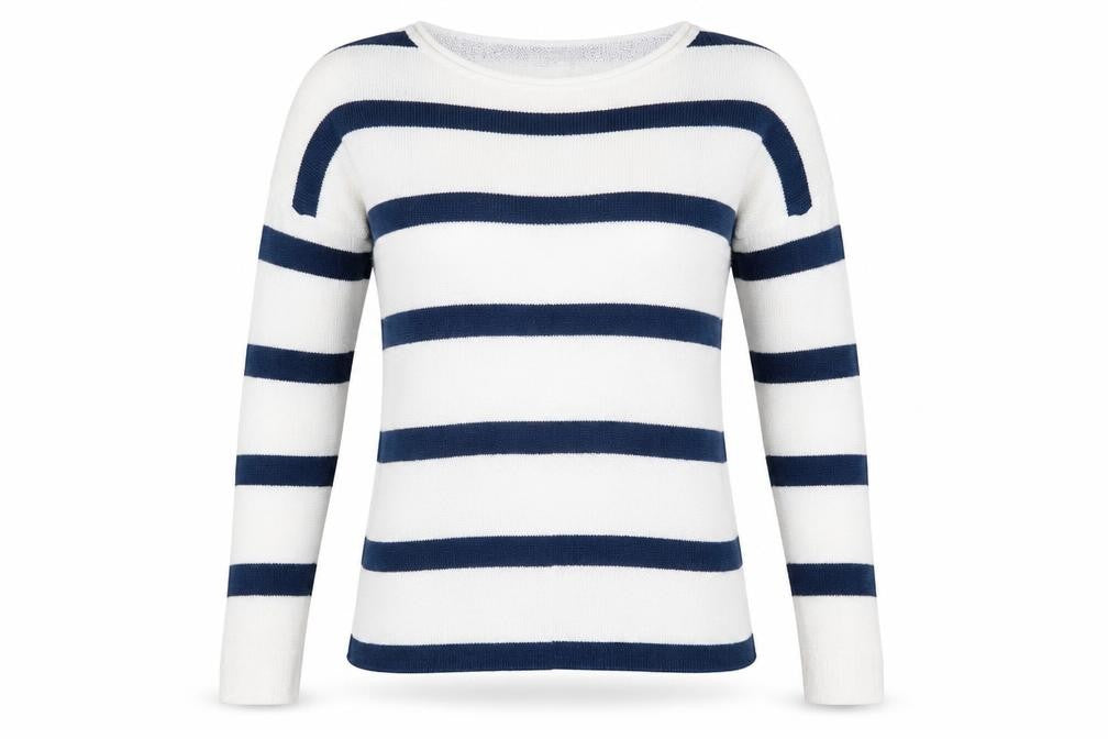Pull&Bear Womens White Striped Knit Pullover Jumper Size S
