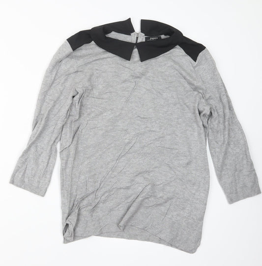 Papaya Womens Grey  Knit Pullover Jumper Size 12