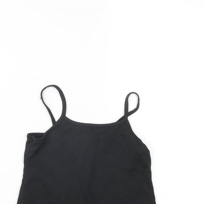 Close-up detail of Next girls’ black basic t-shirt, size 3, years