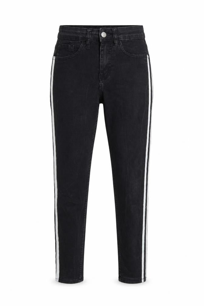 innocence Womens Black Striped Denim Skinny Jeans Size 8 L27 in