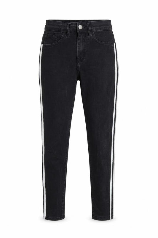 innocence Womens Black Striped Denim Skinny Jeans Size 8 L27 in