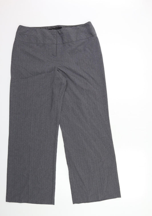 Evie Womens Grey Striped  Trousers  Size 14 L23 in