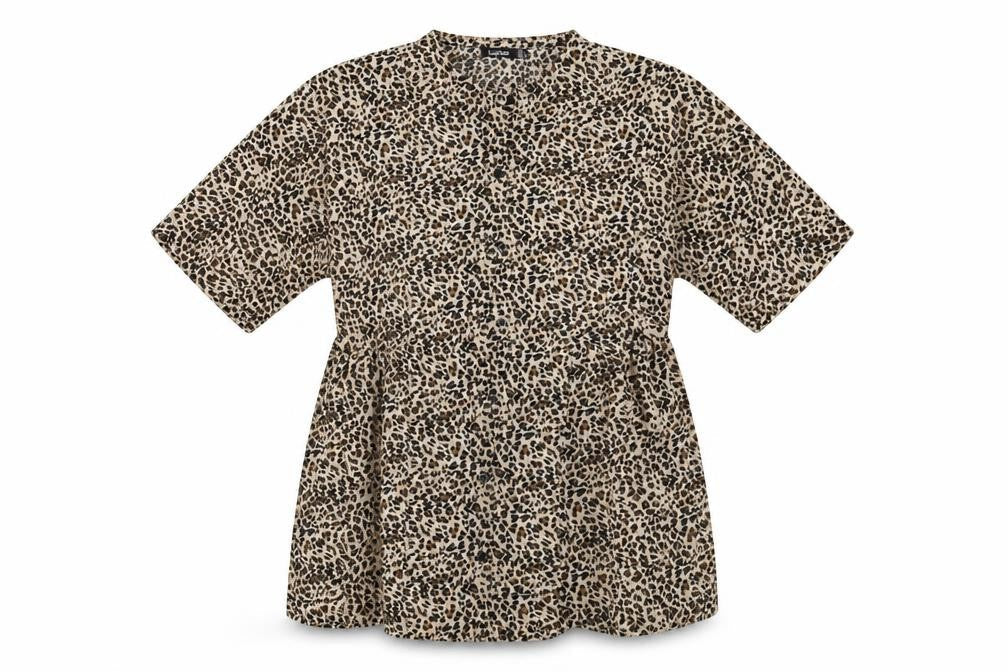Boohoo Womens Brown Animal Print  Basic Button-Up Size 8