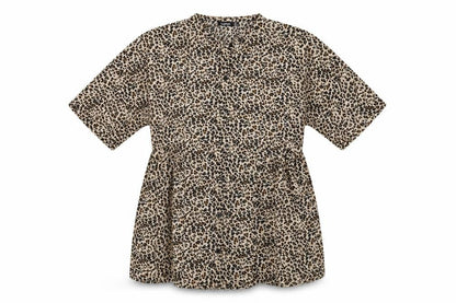 Boohoo Womens Brown Animal Print  Basic Button-Up Size 8