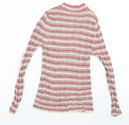 Next Womens Pink Striped  Pullover Jumper Size 16