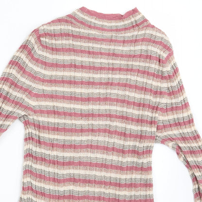 Next Womens Pink Striped  Pullover Jumper Size 16