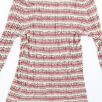 Next Womens Pink Striped  Pullover Jumper Size 16