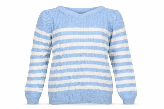 Damart Womens White Striped  Pullover Jumper Size 10