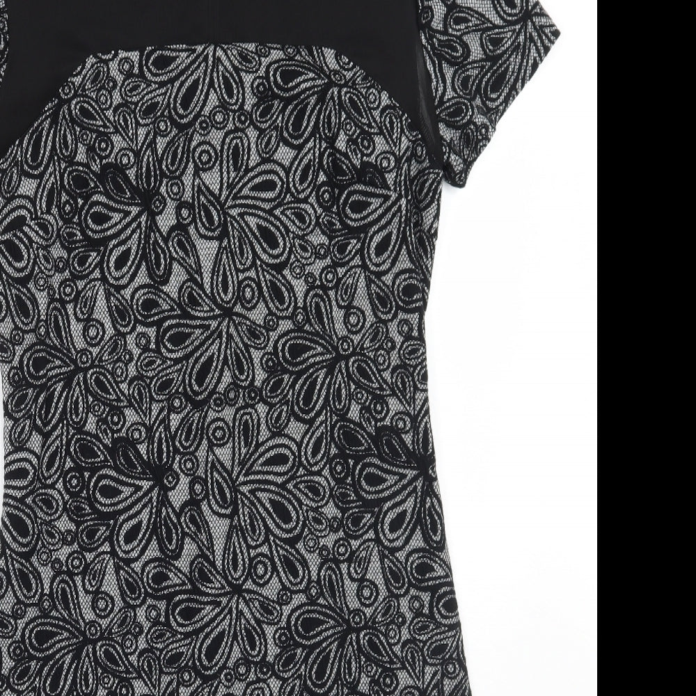 Solo  Womens Black Floral  A-Line  Size 12