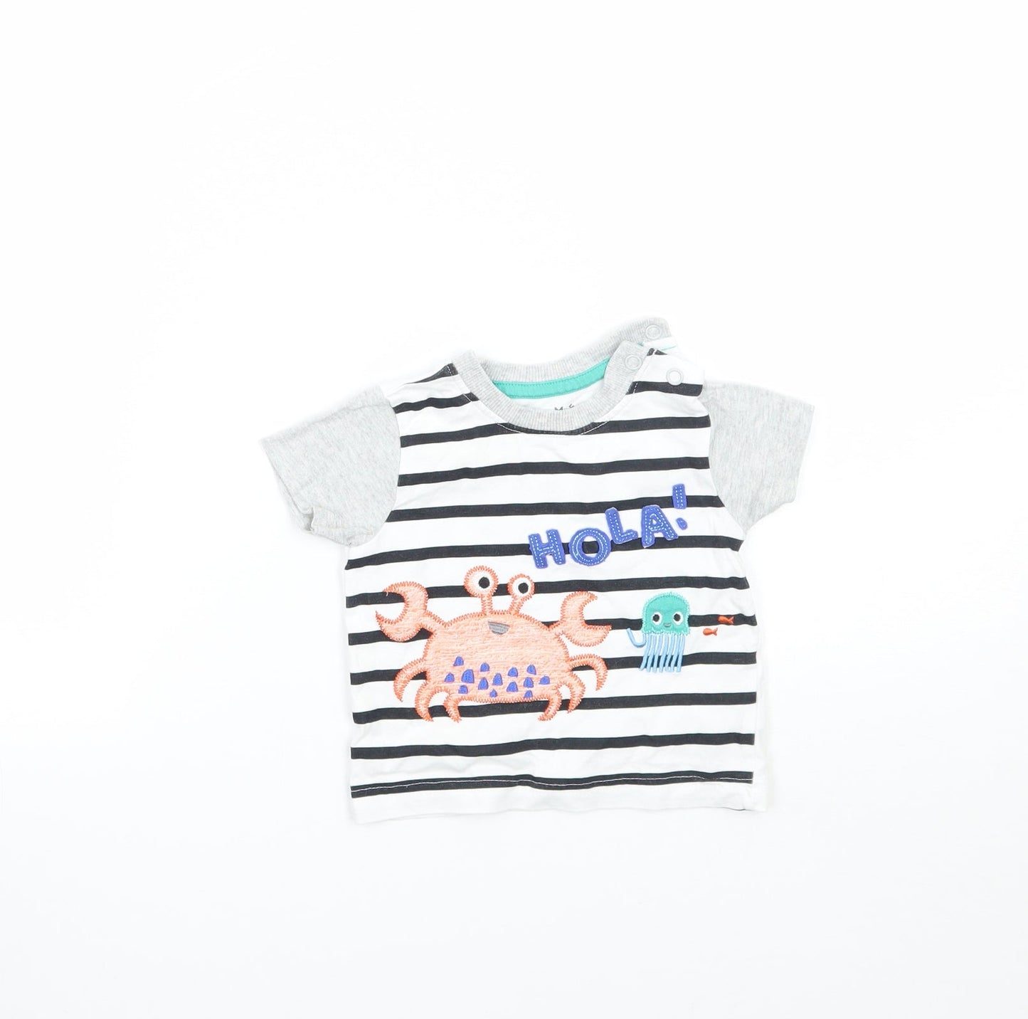 Nutmeg Baby White Striped  Basic T-Shirt Size 3-6 Months