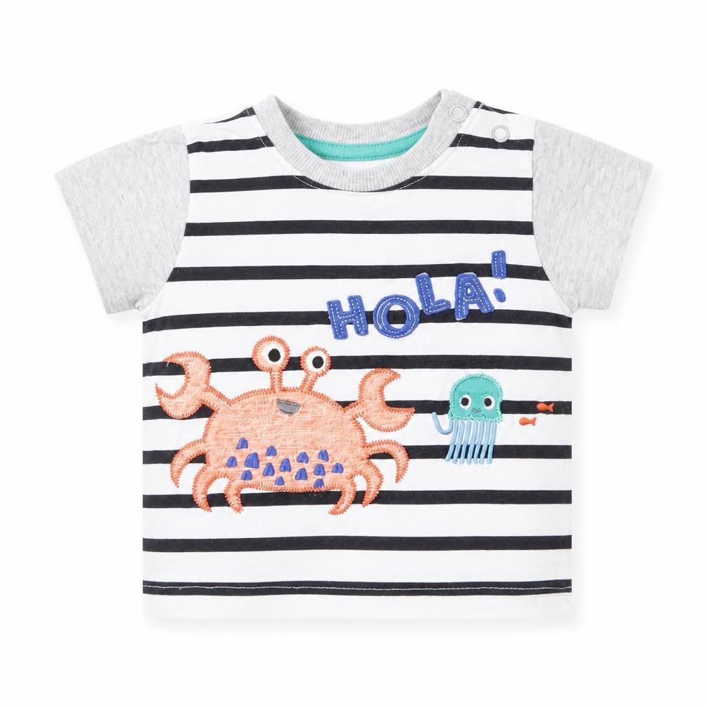 Nutmeg Baby White Striped  Basic T-Shirt Size 3-6 Months
