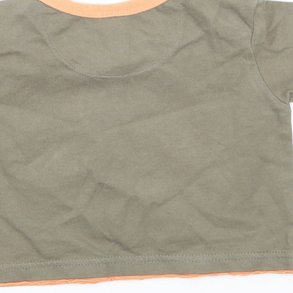 Brand and care label for Mini mode Baby Brown Basic T-Shirt, size 0-3, Months