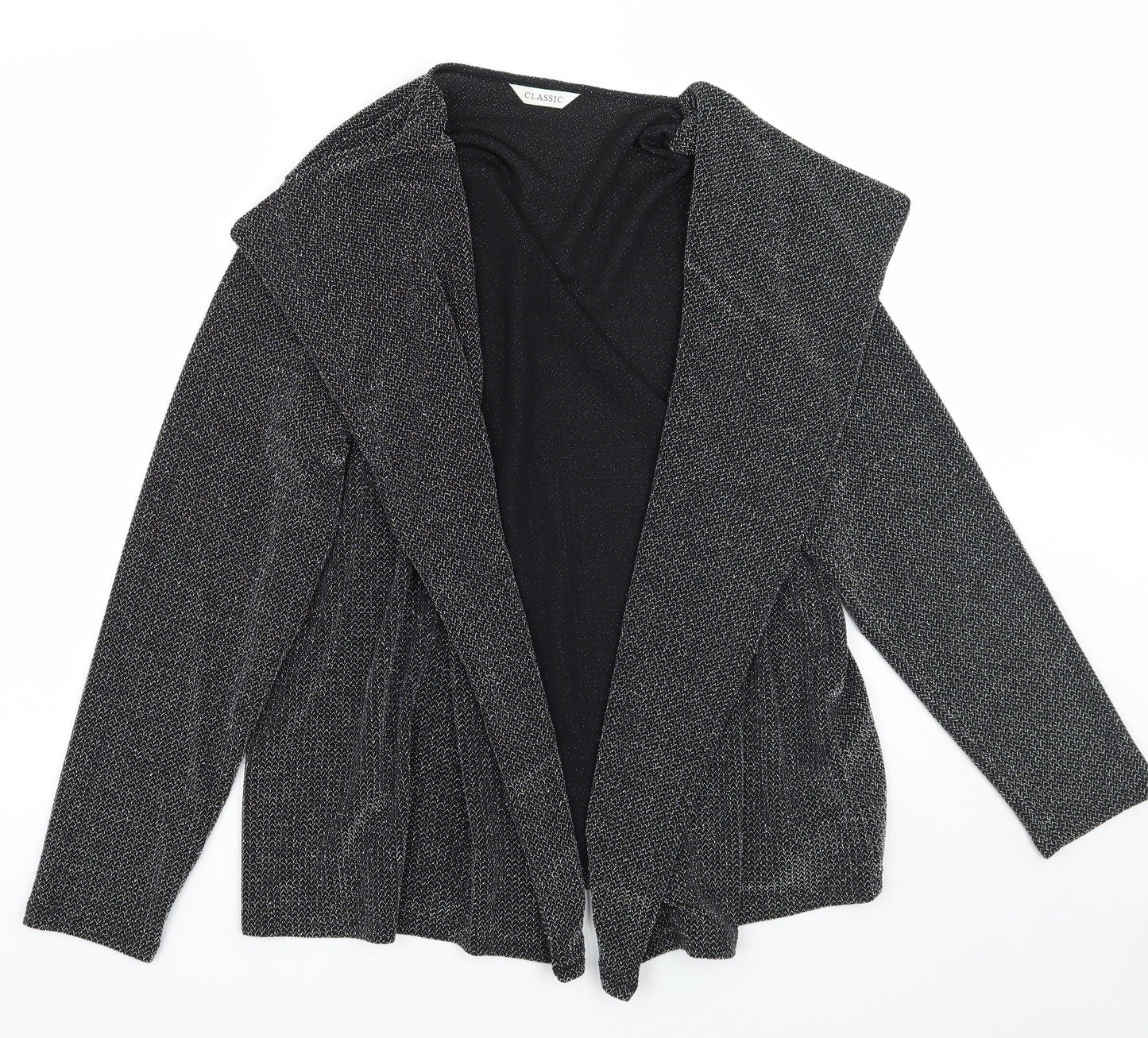 Marks and Spencer Womens Black Geometric  Cardigan Jumper Size 16