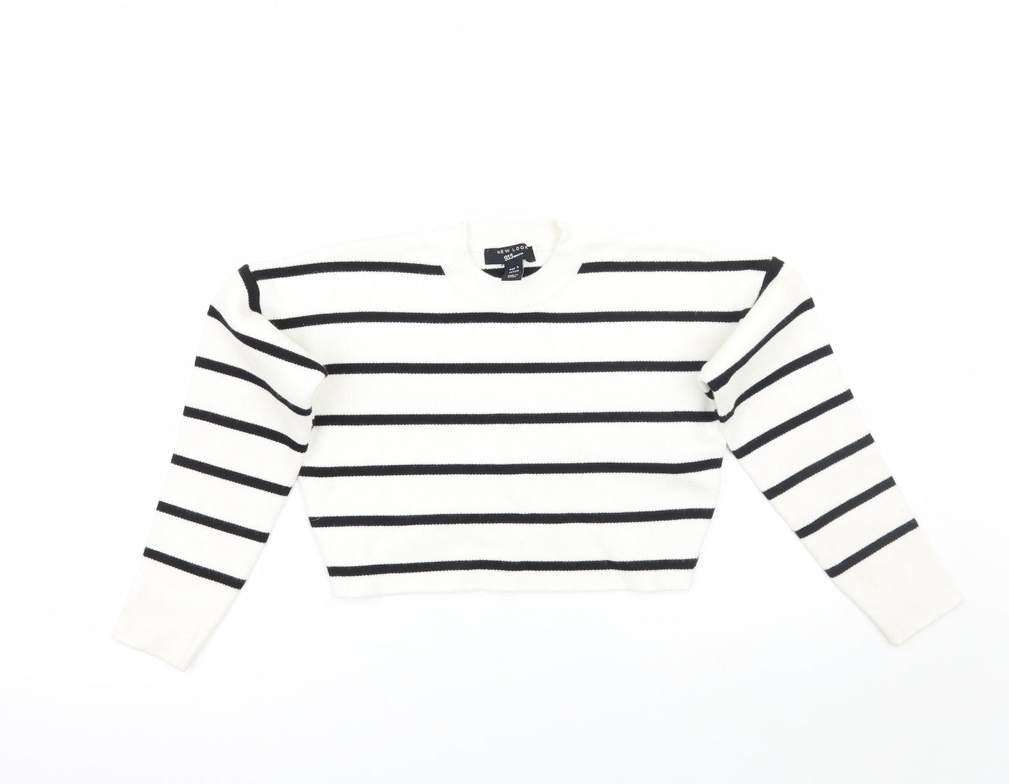 Newlook Girls White Striped  Pullover Jumper Size 8 Years