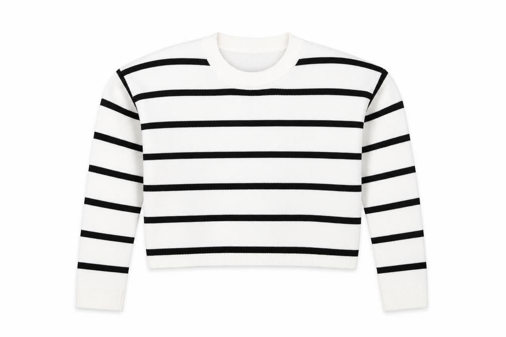 Newlook Girls White Striped  Pullover Jumper Size 8 Years
