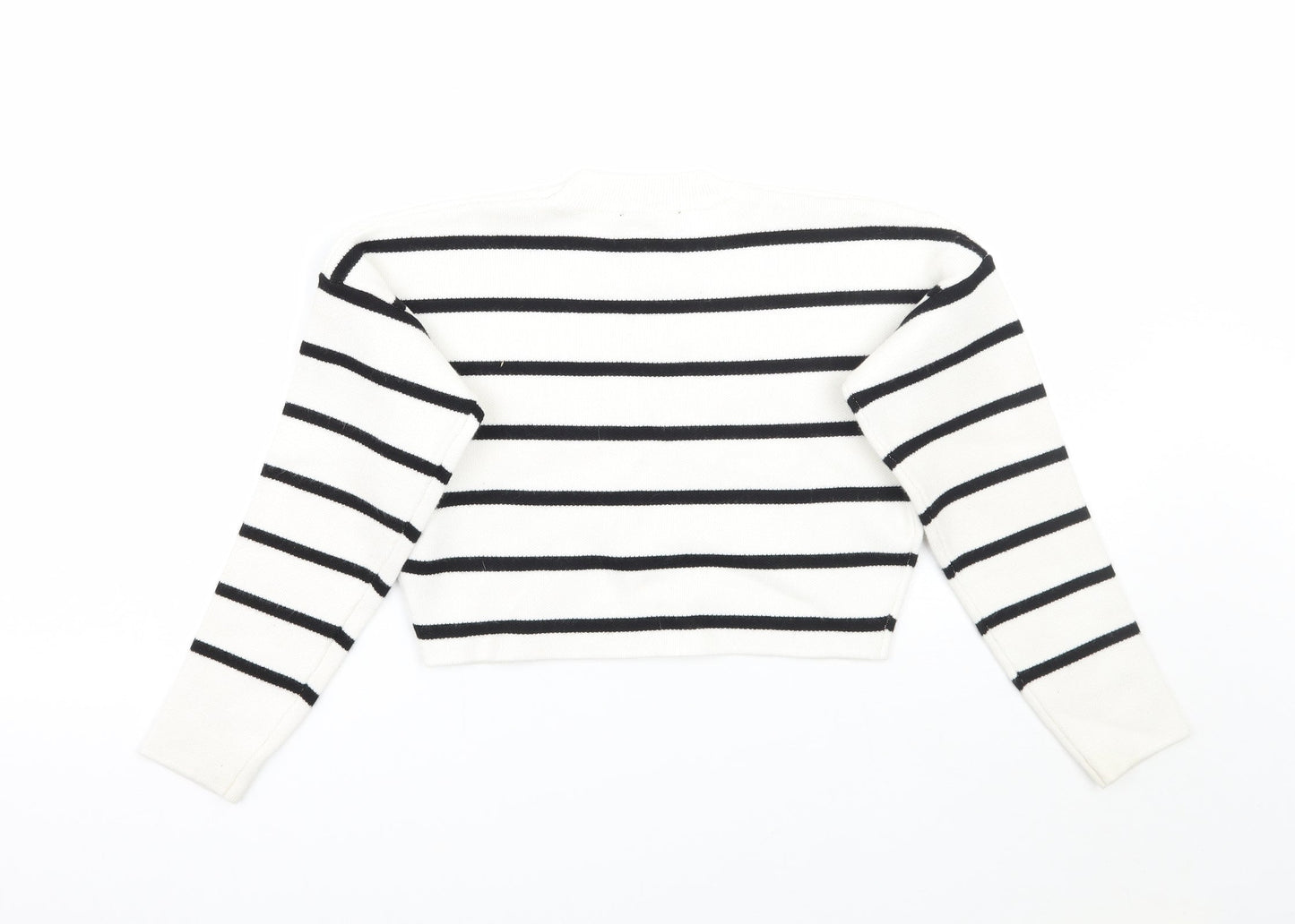 Newlook Girls White Striped  Pullover Jumper Size 8 Years