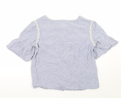 Next Womens Blue Striped  Basic Blouse Size 10