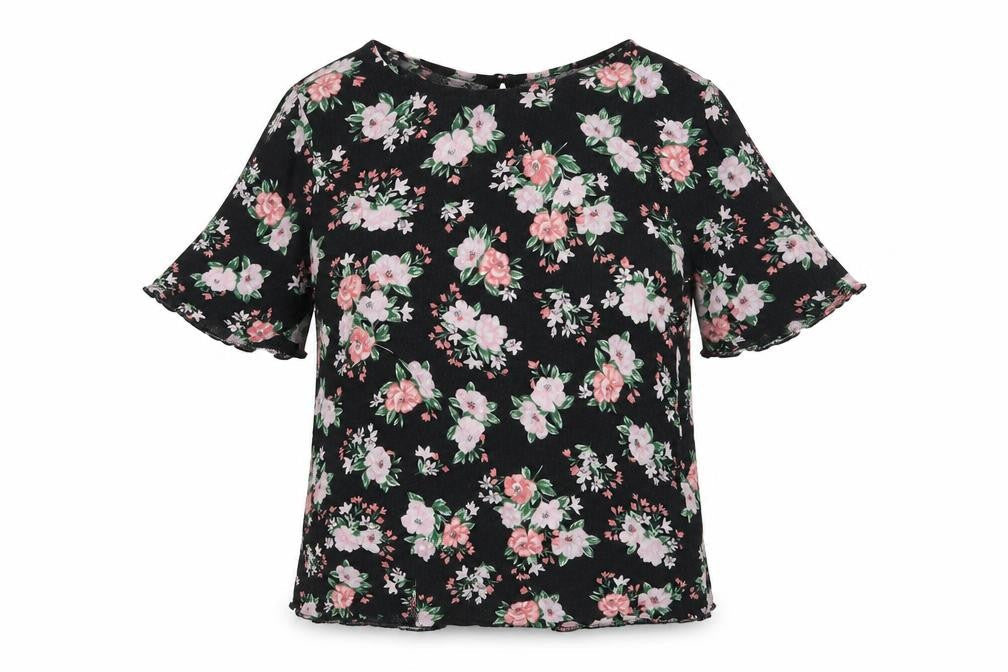 Newlook Womens Black Floral  Basic Blouse Size 10