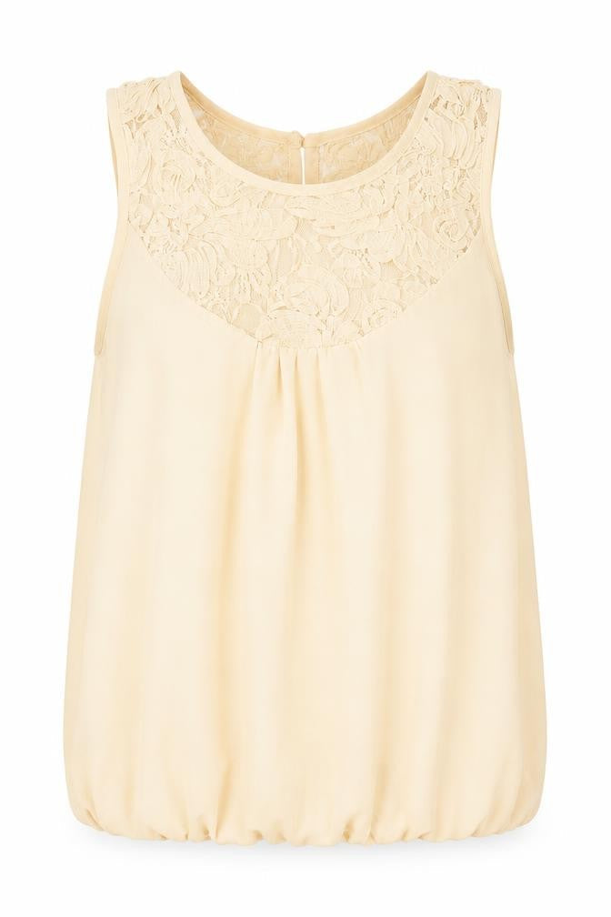 Dorothy Perkins Womens Beige   Basic Blouse Size 6  - Lace neckline