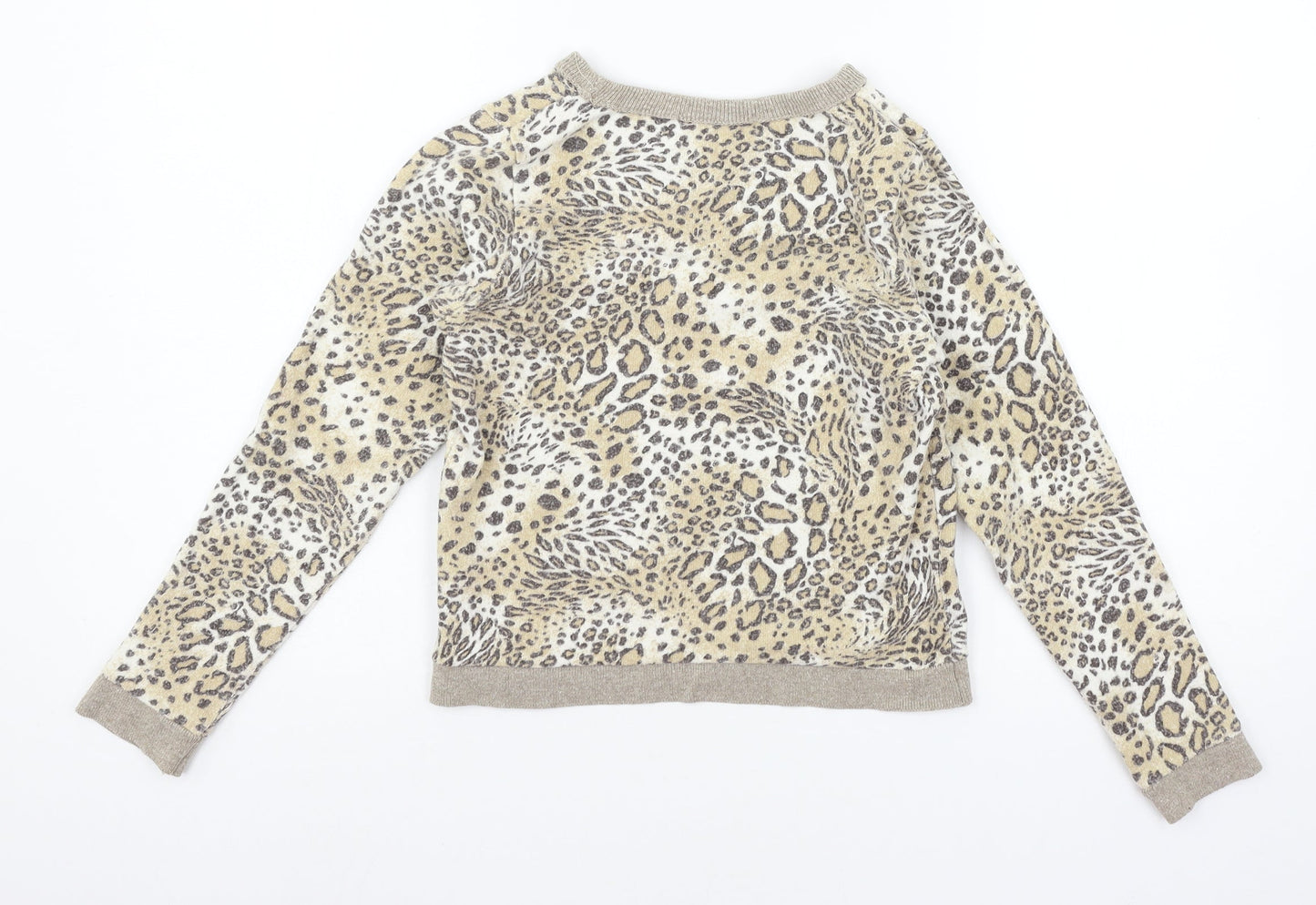 Internacionale Girls Brown Animal Print Jersey Pullover Sweatshirt Size 10 Years