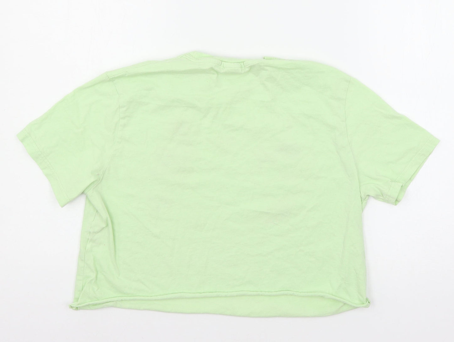 Bershka Girls Green  Jersey Basic T-Shirt Size XS  - Mickey and Minnie