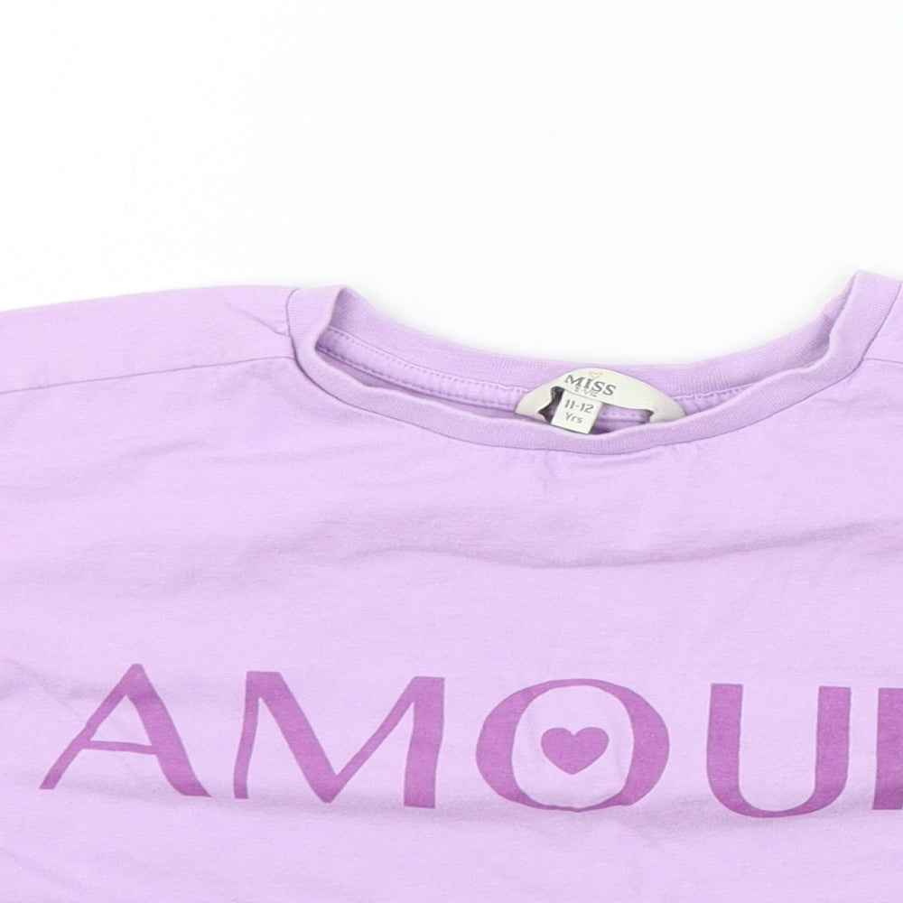 Miss E-vie Girls Purple  Jersey Basic T-Shirt Size 11-12 Years  - Amour