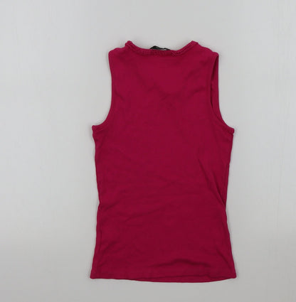 Back view of George girls’ pink colourblock basic t-shirt, size 10-11, years