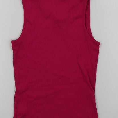 Brand and care label for George girls’ pink colourblock basic t-shirt, size 10-11, years