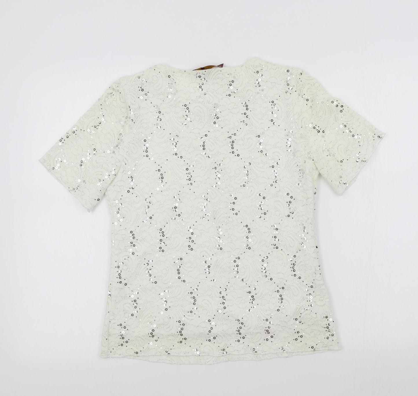 charlotte gold Womens White   Basic T-Shirt Size 12  - sparkle detail