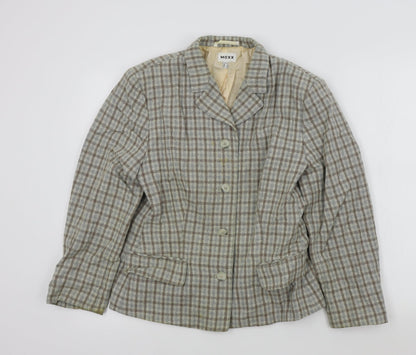 Additional front view of Mexx women’s brown geometric jacket blazer, size UK 14
