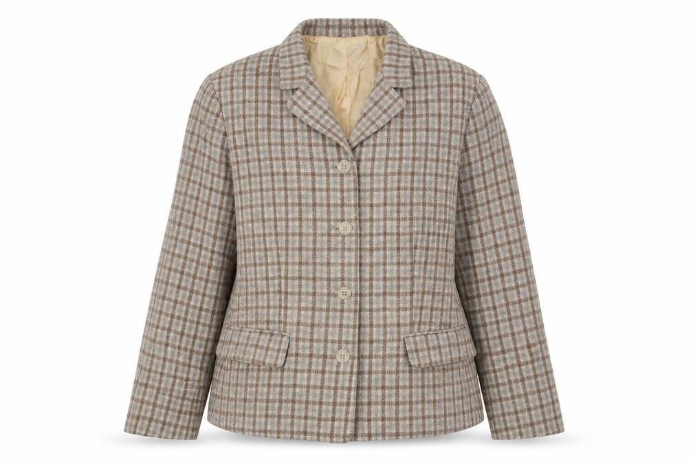 Mexx Womens Brown Geometric  Jacket Blazer Size 14
