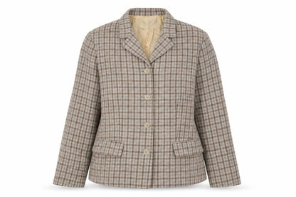 Front view of Mexx women’s brown geometric jacket blazer, size UK 14