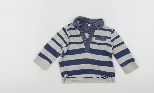 F&F Boys Blue Striped  Basic T-Shirt Size 3-6 Months