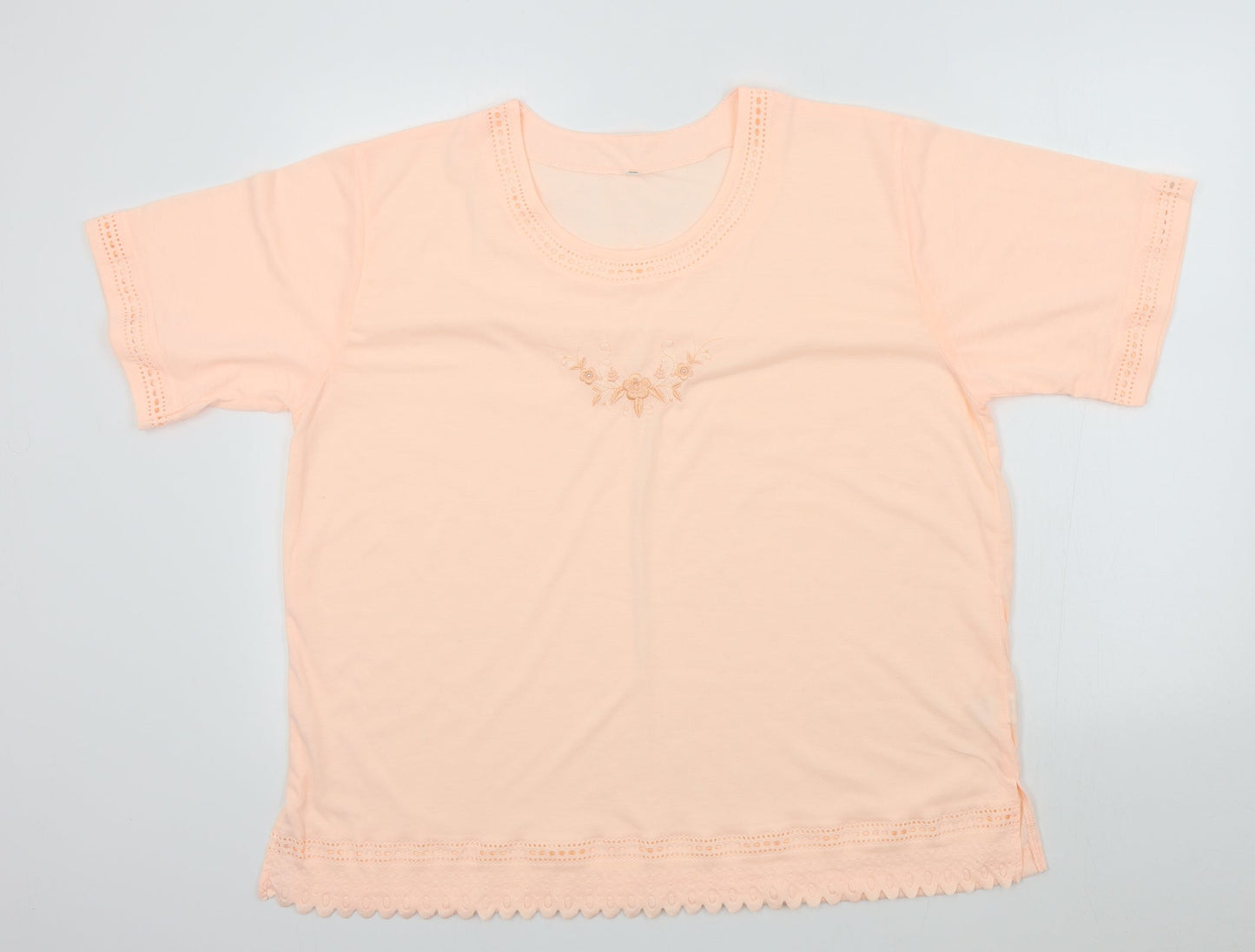 Preworn Womens Orange Colourblock  Basic T-Shirt Size 2XL