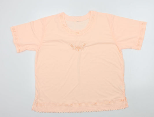 Preworn Womens Orange Colourblock  Basic T-Shirt Size 2XL