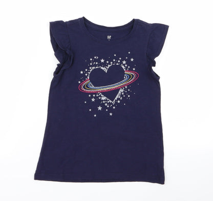 Additional front view of Gap girls’ blue basic t-shirt, size S