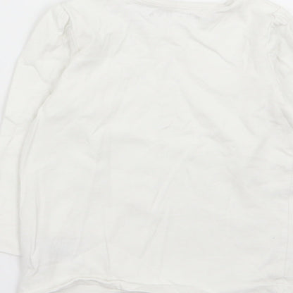 Brand and care label for Nutmeg girls’ white basic t-shirt, size 18-24, months