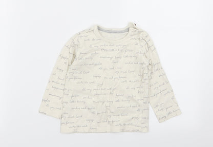 Additional front view of Asda George girls’ beige geometric basic t-shirt, size 9-12, months