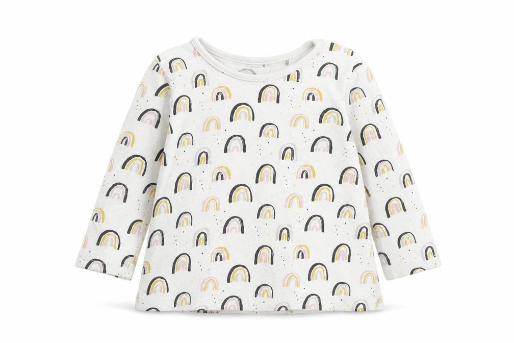 Asda George Girls White Geometric  Basic T-Shirt Size 9-12 Months