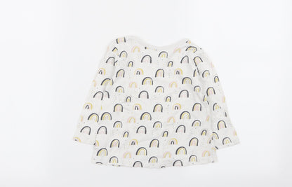 Back view of Asda George girls’ white geometric basic t-shirt, size 9-12, months