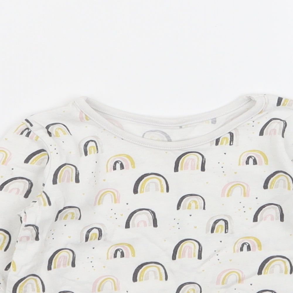 Asda George Girls White Geometric  Basic T-Shirt Size 9-12 Months