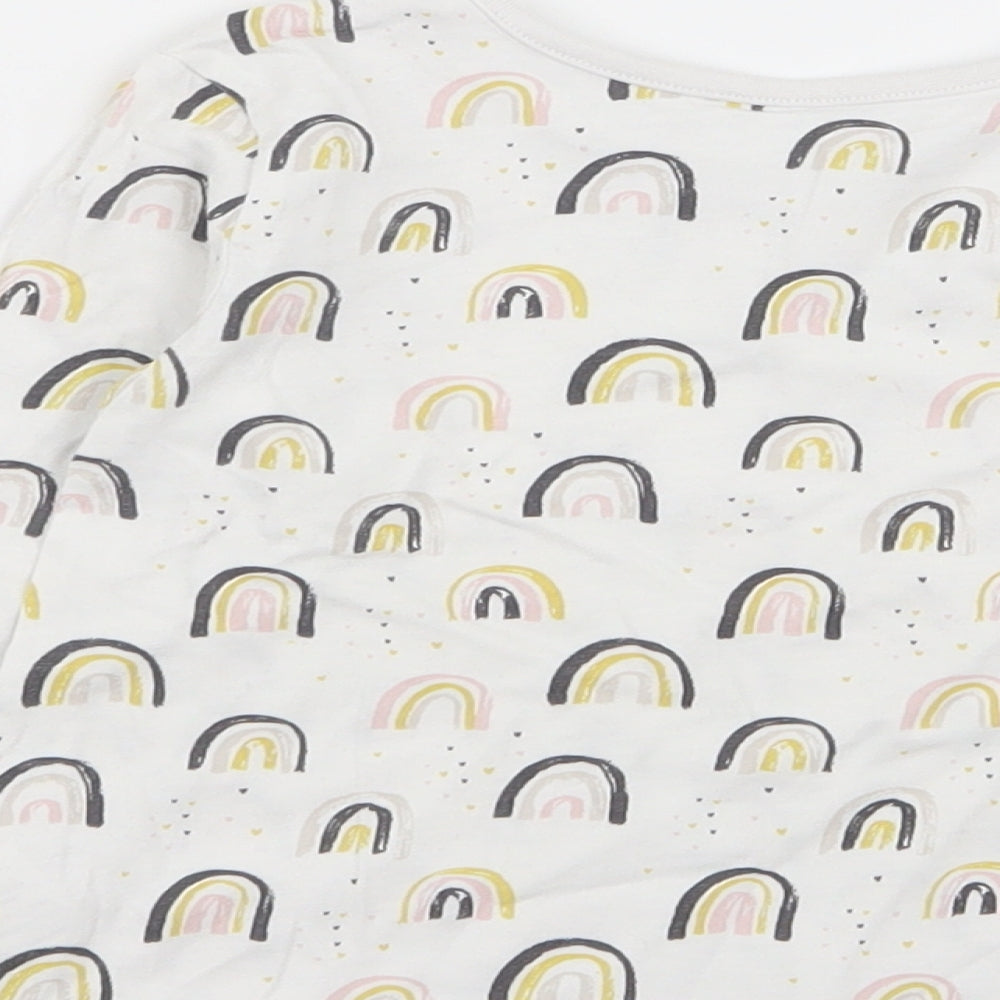 Asda George Girls White Geometric  Basic T-Shirt Size 9-12 Months