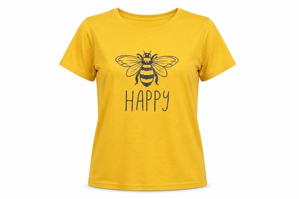 Fashion Womens Yellow   Basic T-Shirt Size S