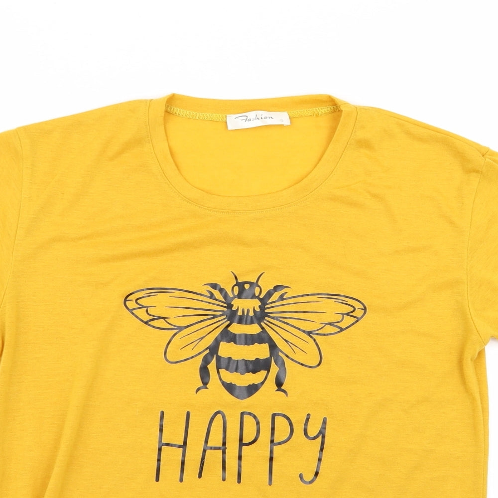 Fashion Womens Yellow   Basic T-Shirt Size S