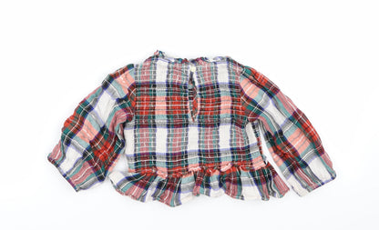 Back view of crew cuts girls’ multicoloured check basic blouse, size 2, years