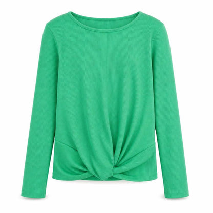 Front view of Candy Couture girls’ green basic t-shirt, size 12, years