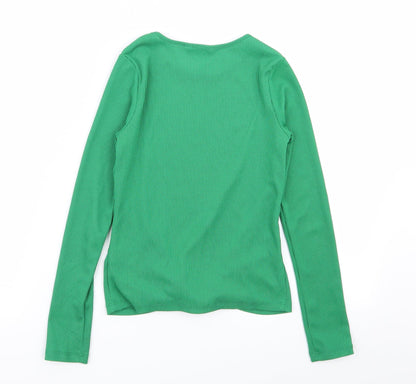 Back view of Candy Couture girls’ green basic t-shirt, size 12, years