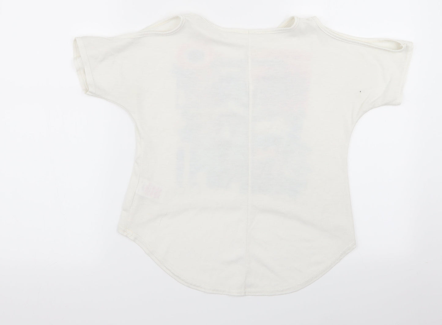 miss evie Girls White Floral  Basic T-Shirt Size 7-8 Years