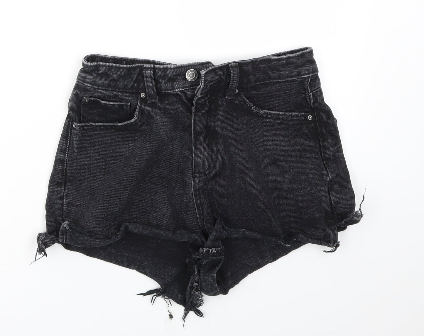 DENIM &CO Womens Black   Cut-Off Shorts Size 8