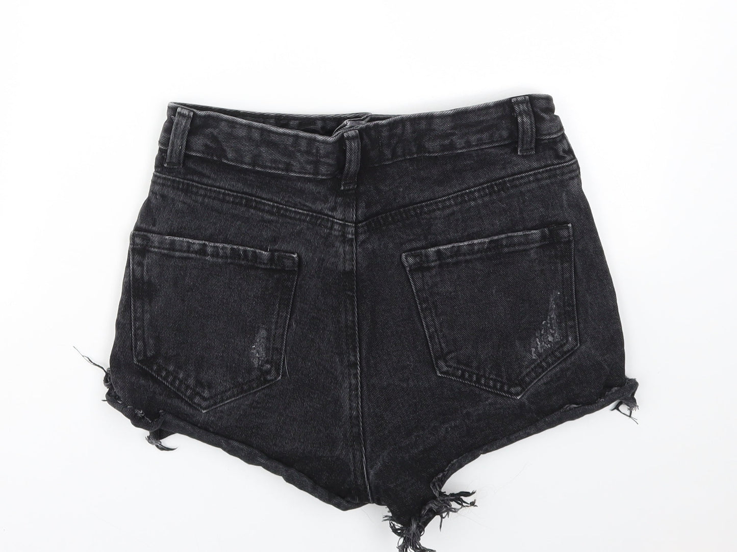 DENIM &CO Womens Black   Cut-Off Shorts Size 8